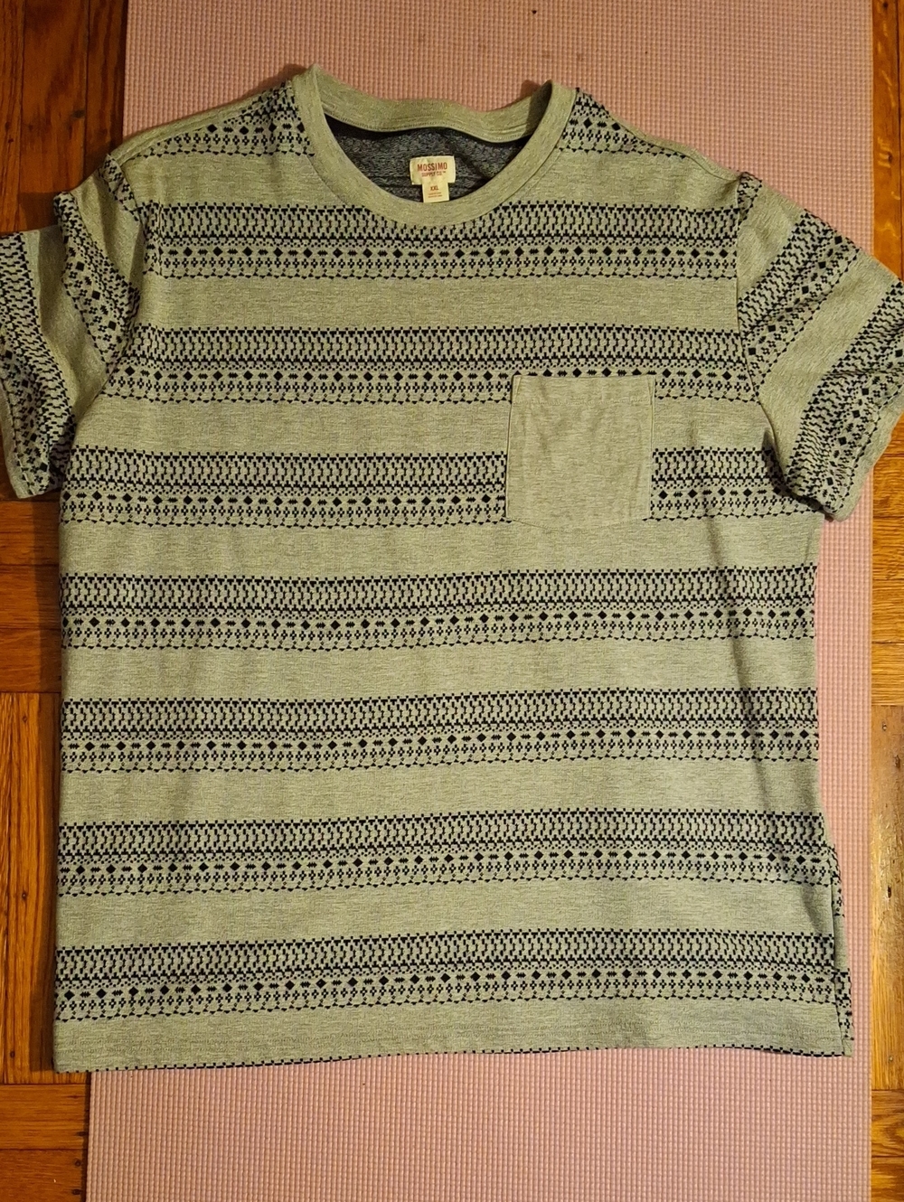 Mossimo Supply Co. Light Green Striped Pocket Tee